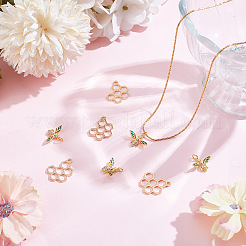 8Pcs 2 Styles Brass Pendants & Brass Micro Pave Cubic Zirconia Pendants&nbsp;KK-AR0003-70