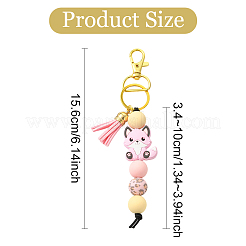 Fox Silicone with Faux Suede Tassel Pendant Decorations&nbsp;HJEW-YW00451-04