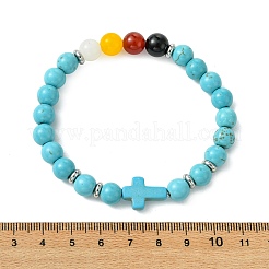 Synthetic Turquoise & Natural Carnelian & Obsidian & Dyed Malaysia Jade Beaded Stretch Bracelets for Women&nbsp;BJEW-JB14051-02