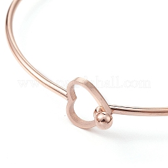 Stainless Steel Hollow Out Heart Bangle&nbsp;BJEW-YW0001-08RG