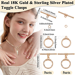 10Pcs 2 Colors Brass Toggle Clasps&nbsp;KK-BBC0021-22B