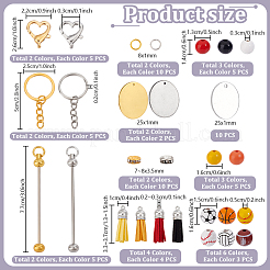 DIY Wood Sports Ball Beadable Keychain Jewelry Making Kits&nbsp;DIY-PH0023-91