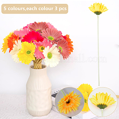 15Pcs 5 Colors Cloth & Flocking Artificial Chrysanthemum Flower&nbsp;FIND-WR0001-79