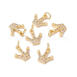 Rack Plating Brass Micro Pave Clear Cubic Zirconia Charms&nbsp;ZIRC-C040-34G