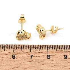 Brass Micro Pave Cubic Zirconia Stud Earrings for Women&nbsp;KK-CBABCD6-07G