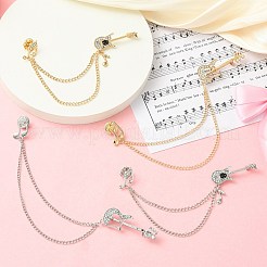 4Pcs 4 Styles Alloy Rhinestone Hanging Chain Brooch&nbsp;JEWB-CJ0003-55