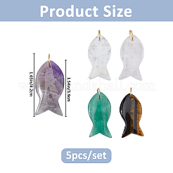 5Pcs Natural Gemstone Pendants&nbsp;PALLOY-FH00190