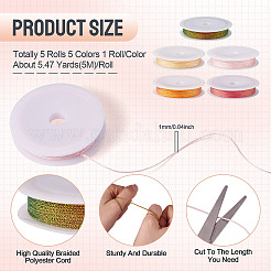 25M 5 Colors Braided Polyester Cord&nbsp;OCOR-TA0003-44B