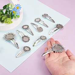 20Pcs 5 Styles Iron Snap Hair Clips with Tibetan Style Alloy Round Trays&nbsp;MAK-TA0001-45