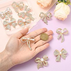 10Pcs 10 Styles Bowknot Alloy Rhinestone Brooches&nbsp;JEWB-CJ0001-76
