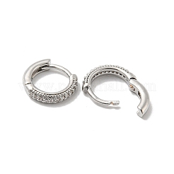 Brass Micro Pave Clear Cubic Zirconia Hoop Earrings for Women&nbsp;EJEW-E295-26P