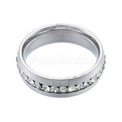 Crystal Rhinestone Flat Finger Ring&nbsp;RJEW-N043-11P
