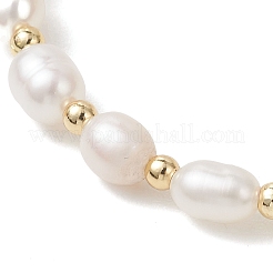 Natural Cultured Freshwater Pearl & Brass Beaded Bangles for Women&nbsp;BJEW-JB13341