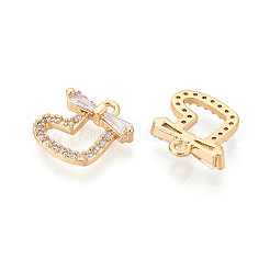 Brass Micro Pave Clear Cubic Zirconia Charms&nbsp;KK-N286-01G