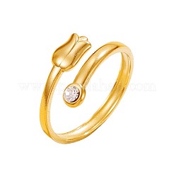 304 Stainless Steel Rhinestone Cuff Open Rings&nbsp;WGC2E6C-02