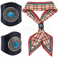 Flower Imitation Leather Scarf Clips&nbsp;AJEW-WH20001-16A-02