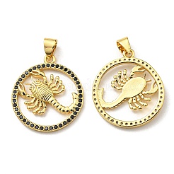 Brass Micro Pave Cubic Zirconia Pendants&nbsp;KK-K341-18G-01