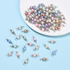 100Pcs 10 Colors Baking Paint Glass Pearl Connector Charms&nbsp;PALLOY-YW00097