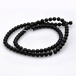 Round Natural Black Onyx Beads Strands&nbsp;G-N0120-26-4mm