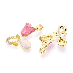 Brass Micro Pave Cubic Zirconia Pendants&nbsp;KK-T080-81B-G