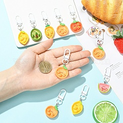 10Pcs Fruit Plate Opaque Resin Keychains&nbsp;HJEW-YW00320