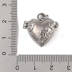 Carved Heart Rack Plating Brass Prayer Box Pendants&nbsp;KK-L101-22B