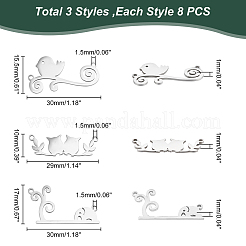 24Pcs 3 Styles 201 Stainless Steel Connector Charms&nbsp;STAS-DC0008-74