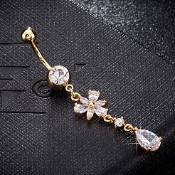 Brass Cubic Zirconia Navel Ring&nbsp;AJEW-EE0004-11
