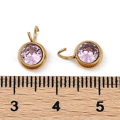 Ion Plating(IP) 304 Stainless Steel Micro Pave Cubic Zirconia Charms&nbsp;STAS-Z094-02G-07