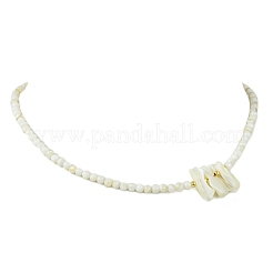 Natural Trochid Shell Chip and Round Natural Pearl Beaded Necklacess for Women&nbsp;NJEW-JN06222-01