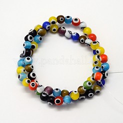 Handmade Evil Eye Lampwork Round Bead Strands&nbsp;LAMP-L055-6mm-12