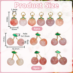 12Pcs 2 Styles Natural Agate Peach and Cherry Pendants&nbsp;G-OC0005-92