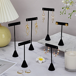 6Ppcs 2 Sizes T Bar Flocking Iron Dangle Earring Display Riser Stands&nbsp;EDIS-WH0043-002