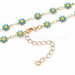 Daisy Link Chain Necklaces & Bracelets Jewelry Sets&nbsp;SJEW-JS01138-02