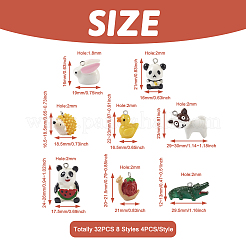 32Pcs 8 Styles Opaque Resin Pendants&nbsp;RESI-BY0001-04