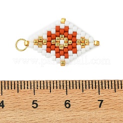 Beaded Rhombus Charms&nbsp;PALLOY-MZ01345-01
