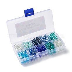 Mixed Baking Paint Crackle Glass & Glass Pearl Bead Sets&nbsp;HY-X0009-8mm-03