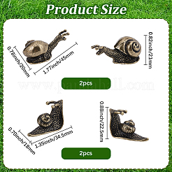 4Pcs 2 Styles Alloy Snail Display Decorations&nbsp;DJEW-SP0001-38