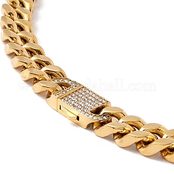 Ion Plating(IP) 304 Stainless Steel Curb Chains Necklace with Crystal Rhinestone for Women&nbsp;NJEW-E155-04G