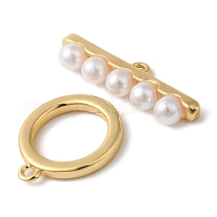 Brass with ABS Imitation Pearl Toggle Clasps&nbsp;KK-N254-89G