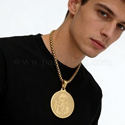 304 Stainless Steel Saint Benedict Medal Pendant Necklaces for Men&nbsp;WG694D6-01