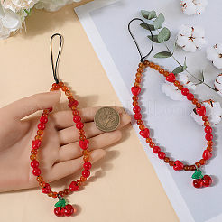 Agate & Crystal & Nylon & Alloy Mobile Straps&nbsp;AJEW-WH20002-55