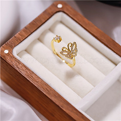 Adjustable Brass Micro Pave Cubic Zirconia Cuff Rings&nbsp;FS-WGDCDFA-01