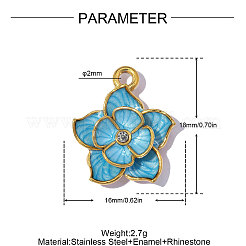 304 Stainless Steel with Deep Sky Blue Enamel Pendants&nbsp;SA-OY001-98G