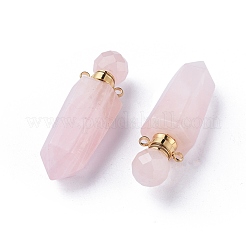 Faceted Natural Rose Quartz Openable Perfume Bottle Pointed Pendants&nbsp;G-P435-D-01G