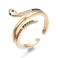 Spakling Cubic Zirconia Snake Wrap Cuff Ring&nbsp;RJEW-N035-070B-NF