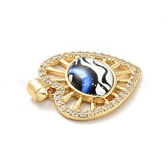 Heart Brass Micro Pave Clear Cubic Zirconia Pendants&nbsp;KK-G419-11G-03
