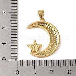 Rack Plating Brass Micro Pave Cubic Zirconia Pendants&nbsp;KK-P279-21G