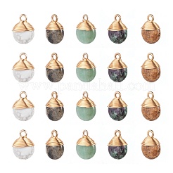 10Pcs 5 Style Natural Gemstone Pendants&nbsp;G-LS0002-08