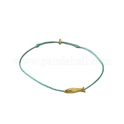 Adjustable Brass Fish Braided Bead Anklets&nbsp;WGBBA61-01